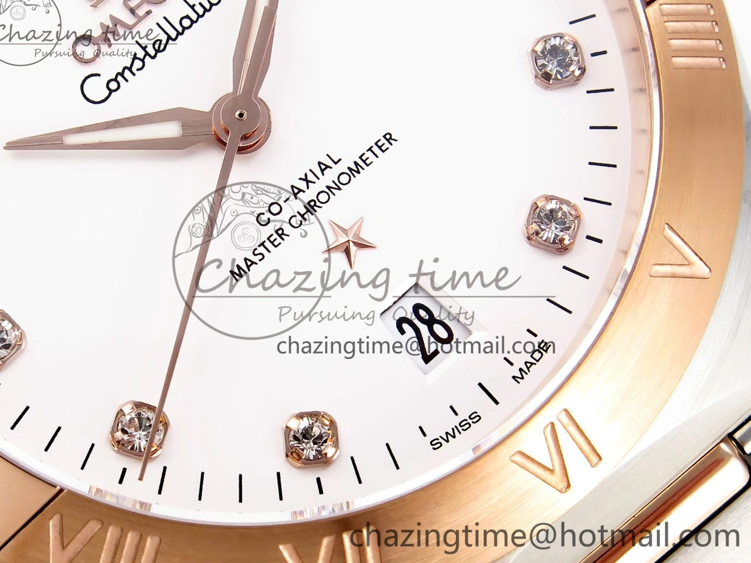 0414 Constellation 39mm SS RG ASWF 1:1 Best Edition White Diamonds Dial on SS RG Bracelet A Minimalist 7772